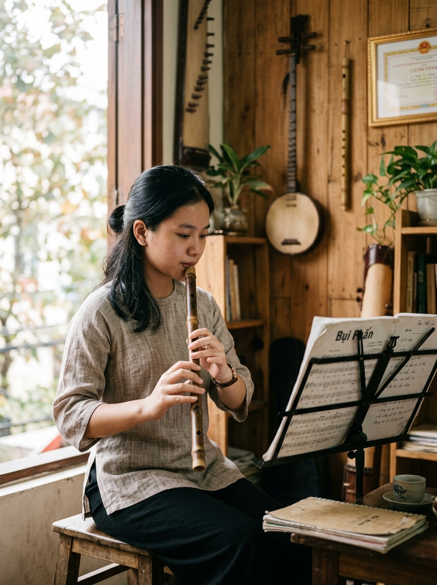 Luyện tập sáo trúc thư giãn tại HG Music