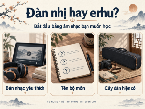 Ba thông tin trước khi chọn lớp đàn nhị hoặc erhu: bản nhạc yêu thích, tên bộ môn và cây đàn hiện có.