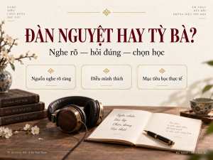 Chọn học đàn nguyệt hay tỳ bà Việt Nam qua nguồn nghe, sở thích và mục tiêu học.